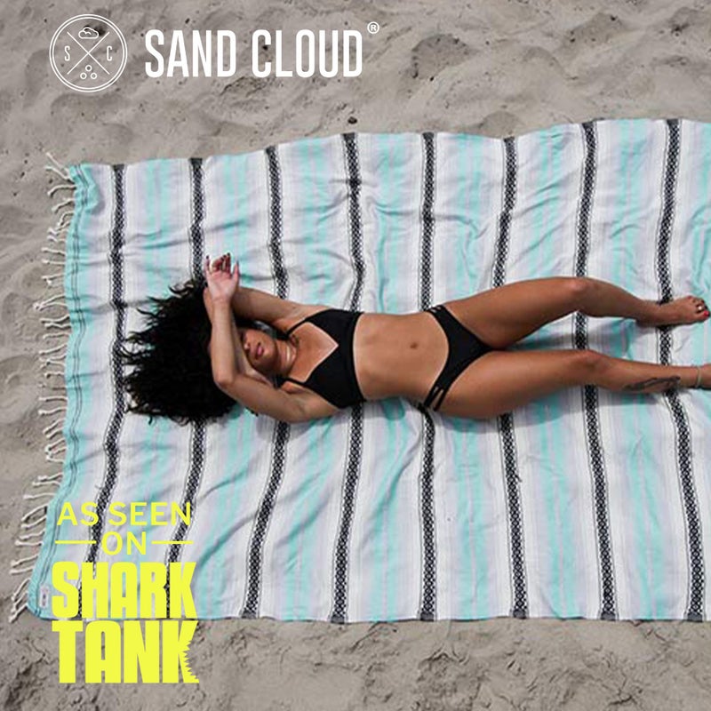 Sand Cloud Extra Large Turkish Beach Towel - Sand Free - 100% Organic Turkish Cotton Yarn - Quick Dry Towel for Beach, Picnic Blanket or Throw - As Seen on Shark Tank - Tie Dye (Mint Baja) - Image 2